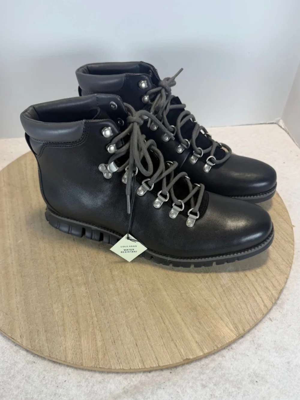 Cole Haan Zerogrand Water Resistant Leather Hiker Boots Men’s 9.5 Black NWT